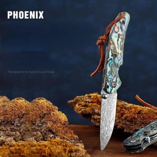 Ancient Chinese Style Damascus Steel Knife Folding Knife Outdoor Knife Pocket Knife Mini Pocket Sabre Camping Self-defense Knife