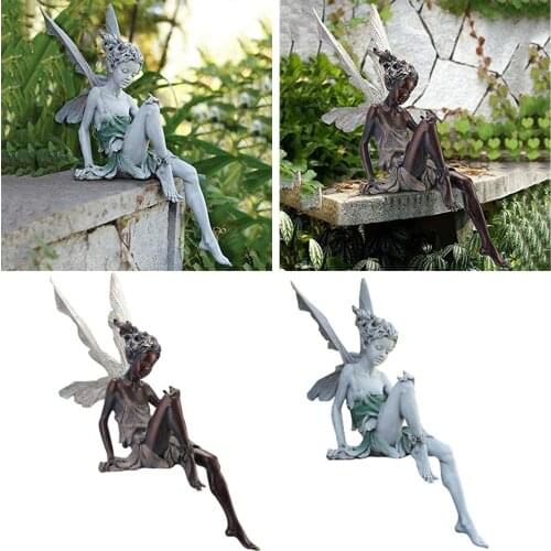 Sitting Fairy Statue Turek Garden Ornament Resin Craft Landscaping Yard Decoration Home Garden Decoration Outdoor