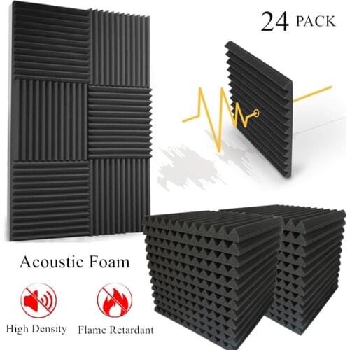 24PCS 300x300x25mm Studio Acoustic Foam High Density Flame Retardant Sound Proofing Protective Sponge Sound Absorption Panel