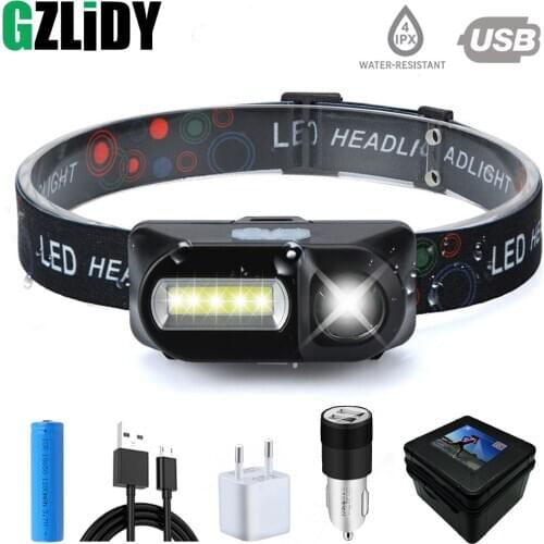 Super bright LED Headlamp COB work light 7 lighting modes Powered by 18650 battery Suitable for fishing, camping, etc