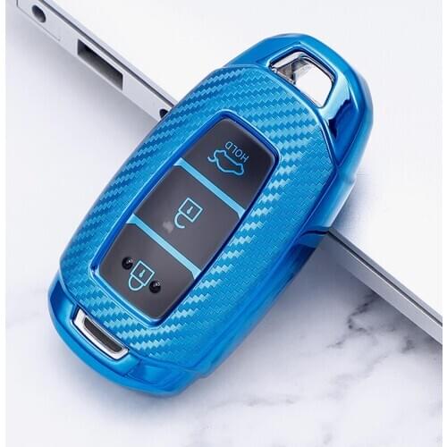 TPU Carbon Fiber Car Key Case For Hyundai i30 Ix35 KONA Encino Solaris Azera Grandeur Ig Accent Santa Fe Full Cover Accessories