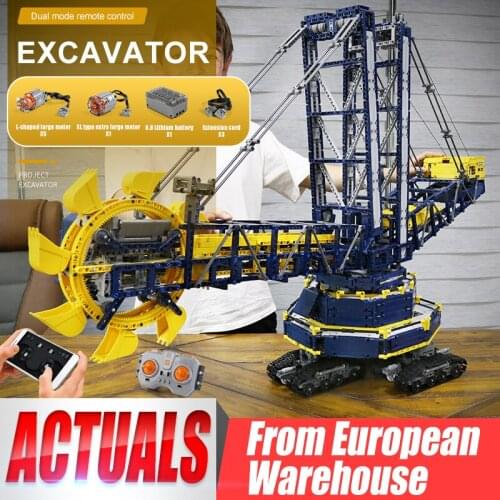 Moukd King 17006 Motorized Bucket Wheel Excavator Model Toys Building Blocks For Kids Children Birthday Christmas Gifts