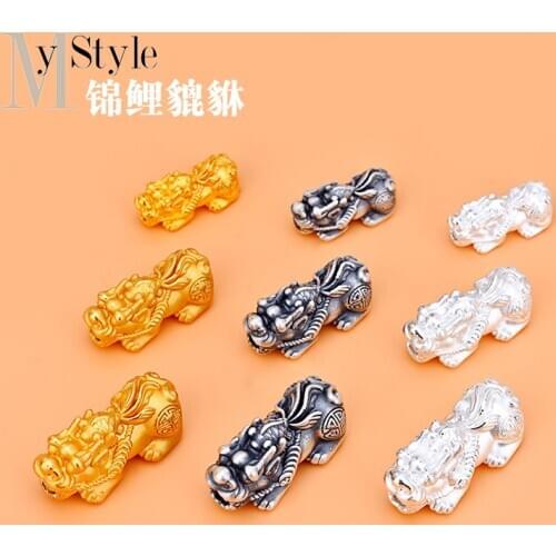 999 Zuyin 3D hard silver jewelry accessories Koi copper coin with separated beads hand DIY beading material knitting accessories