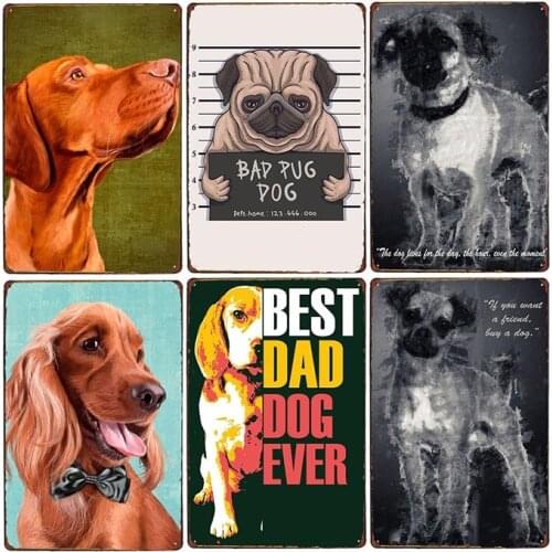 Funny Dogs Metal Tin Signs Vintage Poster Plaque Pet Man Cave Club Bar Retro Wall Art Decoration Plates Home Room Decor 20x30cm