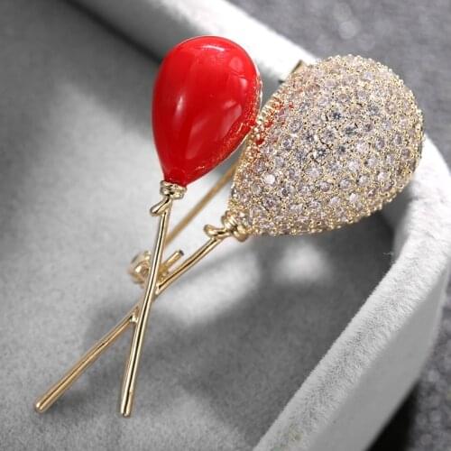 Lovely Red Balloons Enamel Pin High Quality Luxury Brooch Pins Jewelry Accessories Fashion Crystal Balloon Brooches for Women