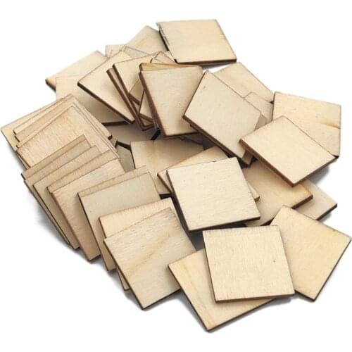 10pcs 40mm Unfinished Wood Pieces Wood Squares Blank Natural Wood Slices Wooden Squares Cutout Tiles for DIY Crafts
