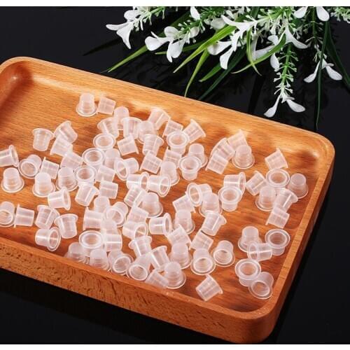 100Pcs/set S/M Plastic Disposable Microblading Tattoo Ink Cup Cap Makeup Pigment Clear Holder Container Cap Tattoo Accessory