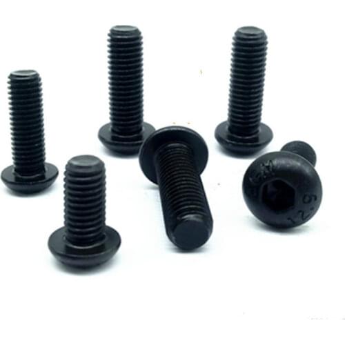 100pc M3 M4 M5 Allen Bolt Round Head DIN7380 12.9 Hexagon Hex Socket Cap Screw Bolt Pan Mushroom Head 8-30mm 10mm 16mm 20mm 25mm