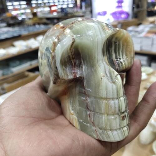 Afghanistan Jade Skull Hand Carved Quartz Crystal Skull Ghost Reiki Healing Crystal Stone Figurine For Home Christmas Decoration