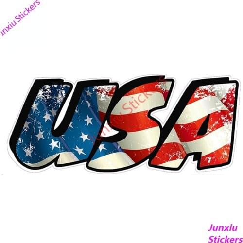 American Flag USA Lettering Vinyl Decal Funny Car Stickers for Camper Truck Window Bumper Scratch-Proof Exterior Decor PVC13x6cm