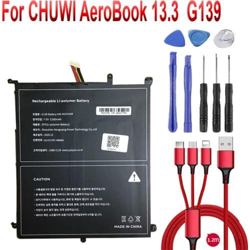 Battery for CHUWI AeroBook 13.3 Inch Tablet PC New Li-Po Rechargeable Replacement G139 HW-34154184 7.6V 5500mAh 7 Lines+Plug