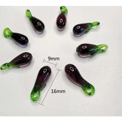 10pcs/lot Murano Lampwork Eggplant Beads Charms For Earring Necklace Jewelry Making