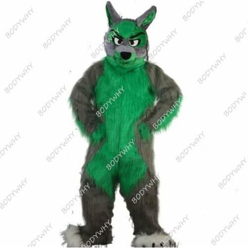 Long Fur Wolf Mascot Costume Fursuit Animal Cosplay Animal Fancy Dress Parade Fursuit Furry Outfits Advertising Parade Adults