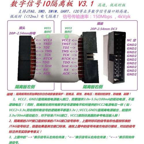 JTAG/SWD/SWIM 2.5KV Isolation Board CompatibleJLINK V8,v9,v10,STLINK,ULINK