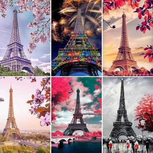 2020 MEIAN Paris Tower Full 5D DIY Diamond Painting Embroidery Landscape Picture of Rhinestone Mosaic Bead Work Home Decor