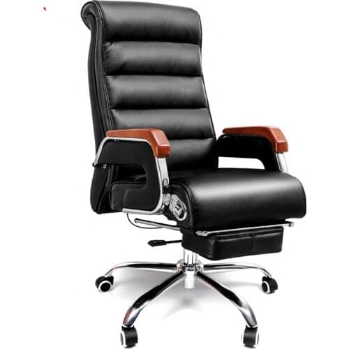Hot Selling Boss Office Chair Sillas De Oficina With Wooden Armrest Computer Chair Professional With Adjustable Footrest