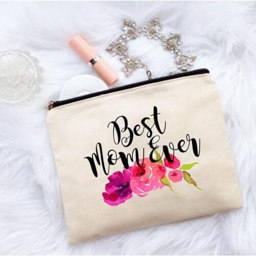Best mom ever Makeup Cosmetic Bag Mothers Day birthday Party Christmas Holiday New Year baby shower mommy to be Gift decoration