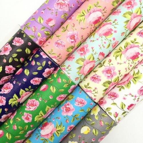 Onefly Wholesales Dropshipping Leather Supplier Flowers Printed Synthetic Faux Leather Fabric Sheets For Earrings Bows DIY FZ119