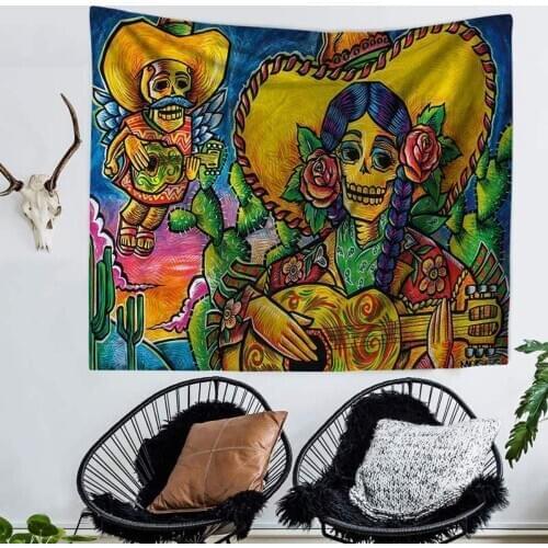 Colorful Skull Singer,Uniquen Indian Trippy Unique Psychedelic Gothic Spiritual Modern Print