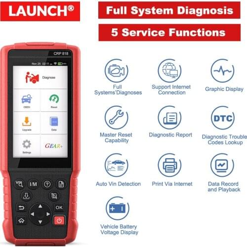 LAUNCH X431 CRP818 CRP 818 Auto diagnostic tool for Engine/ABS/Airbag/AT +5 Reset Service one year Free update PK CRP129 CRP429C