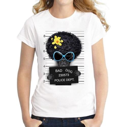Hot Sale Dog Police Dept Design Women T Shirt French Bulldog T-shirt Novelty Short Sleeve Tee Pug Printed Bad Dog Shirts