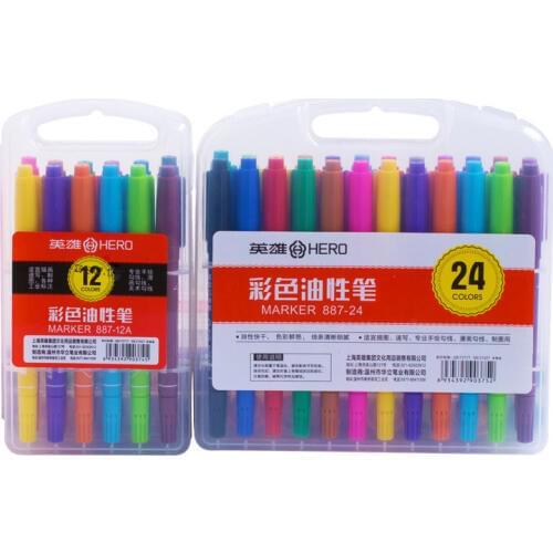 Oily double head Mark pen 12/24 color coloured pens