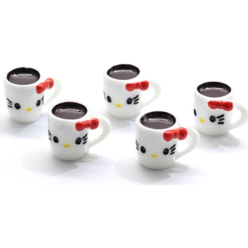 Cute Cat Milk Cup Resin Accessories DIY Craft Art Hanging Cup Figurines Key Chain Pendant Material Jewelry Ornaments