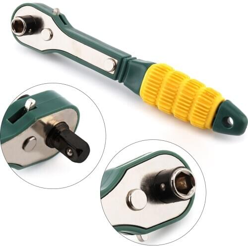 Mini 1/4 inch Head Screwdriver Pole 6.35mm Inner Hexagon Dual-head Ratchet Socket Wrench Spanner Home Hand Tool Accessory