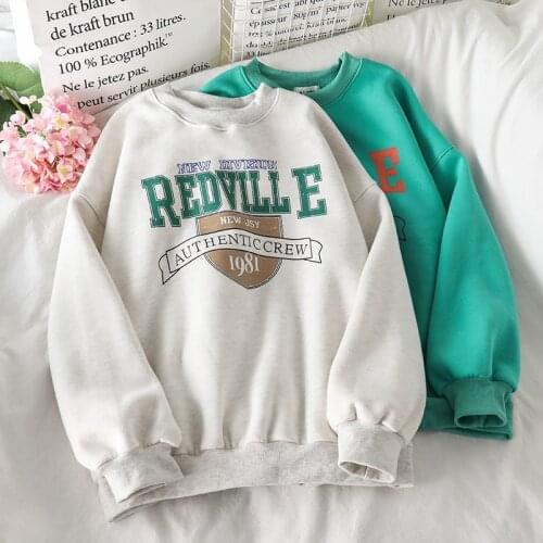 Autumn Winter Fashion Casual Chic Letter Print Hoodie Fresh O Neck Long Sleeve Hoodies Autumn 2021 Ol Warm Loose Sweatshirts