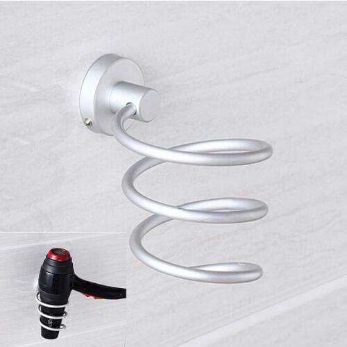 Bathroom Wall Shelf Wall-mounted Hair Dryer Rack Storage Hairdryer Support Holder Spiral Stand Holder