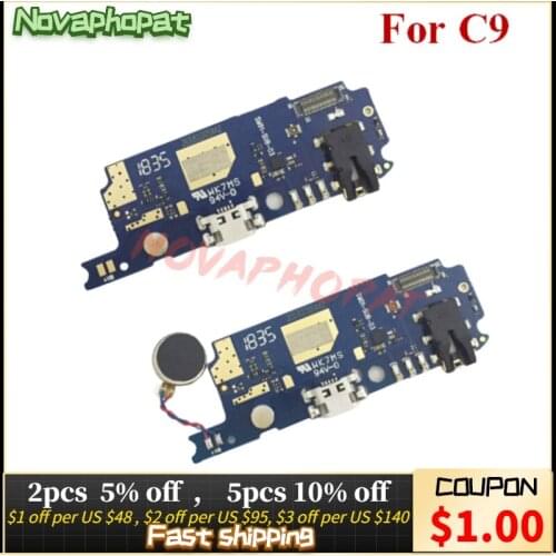 Novaphopat For Meizu C9 USB Dock Charging Port Plug Charger Flex Cable Headphone Audio Jack With Microphone MIC Board Vibrator