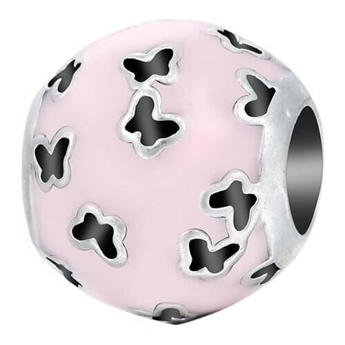 Charm Beads Charms Hollow Gift Hot Sale Wholesale For Womens DIY Bracelets Jewelry Btterfly Design Pink Oil Painting