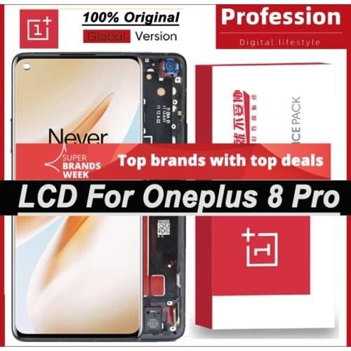 100% Original 6.78'' AMOLED Display for OnePlus 8 Pro Full LCD Touch Screen Digitizer Assembly Repair Parts with Service Pack