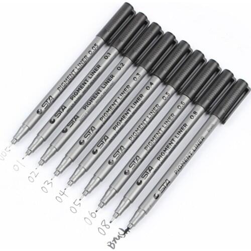 Pigment Liner Pigma Micron Line Drawing Art Marker Pen Different Tip Black Fineliner Sketching School Pens