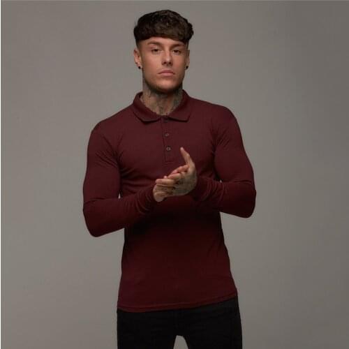 Spring Autumn Classic Polo Long Sleeve Shirt Men Turn-over Collar Fashion Casual Slim Fit Breathable Solid Business Polo Shirt