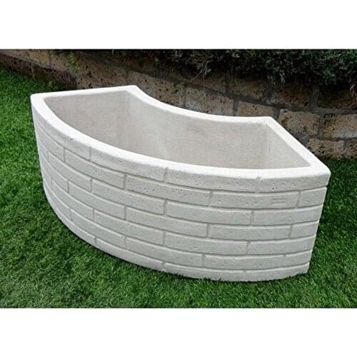 Planter 1/4 circle stone veneer MEKONG gray-white Bonfante 110x40x40