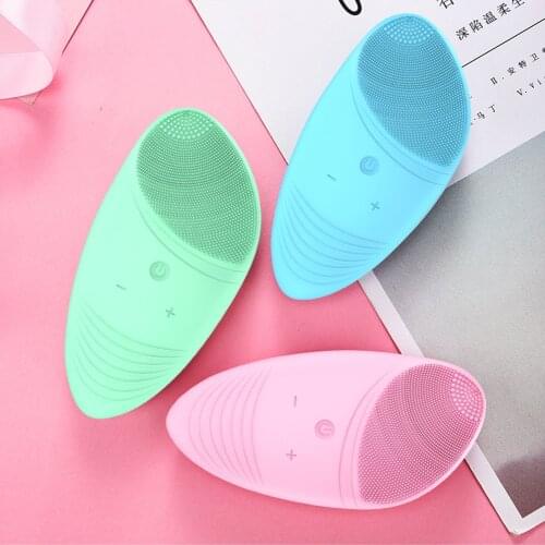 Silicone Face Cleansing Brush USB Charging Electric Facial Cleaner Sonic Vibration Face Deep Washing Massage Brush Beauty Device