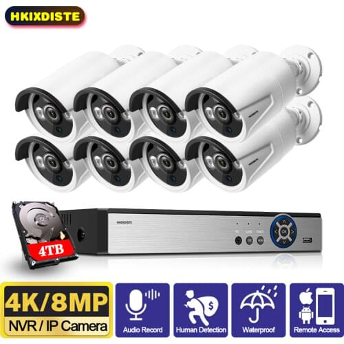 HKIDISTE Face Detection 8CH 5MP NVR CCTV Security Kit System Outdoor Waterproof Dome POE IP Camera Video Surveillance Set 2TB