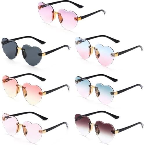 New Heart Rimless Sunglasses Ocean Lenses UV 400 Protection Children/Adult Sunglasses Outdoor Travel Eyewear Sports Sunglasses
