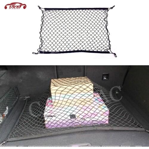 Auto Care 70 x 70cm Universal Car Trunk Luggage Storage Cargo Organiser Nylon Elastic Mesh Net With 4 Plastic Hooks