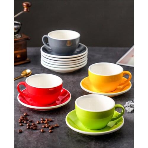 High-grade ceramic coffee cups Coffee cup set Simple European style Mug Cappuccino flower cups Latte