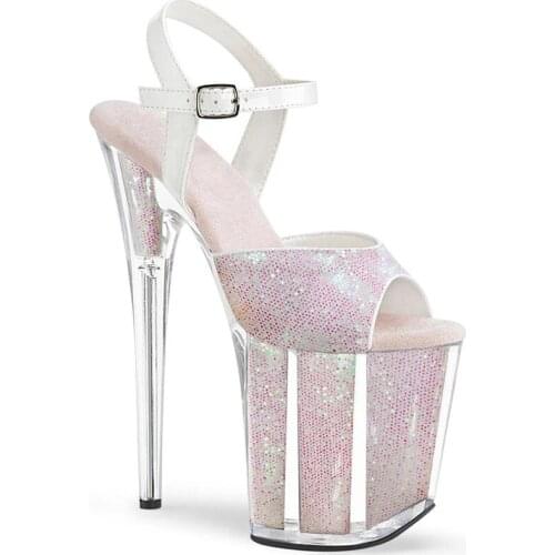 Brand Women Sandals Summer Shoes Sequined Cloth Buckle Strap 20CM Thin High Heels waterproof Rhinestone Bling shoes for women