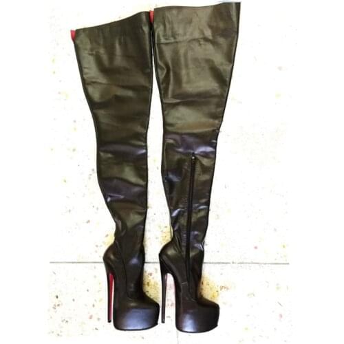 Womens Boots Sexy Genuine Leather Pointed Toe Stiletto Heel Platform Over The Knee Boots US size 5-13 No.y20-1