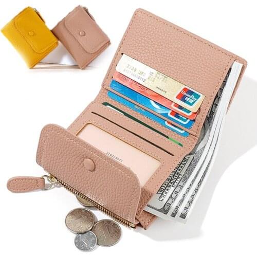 2021 Women Fashion Leather Bifold Short Wallets Girls Card Holder Coin Pocket Female Luxury Designer Zipper Hasp PU Small Purse