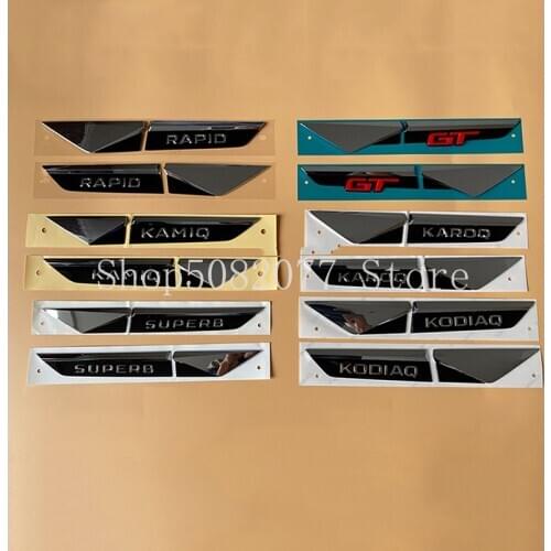 1pair=4pcs Blade Fender Badge Emblem for Skoda RAPID SUPERB KODIAQ KAROQ KAMIQ Red GT Car Styling Logo Sticker Original Quality