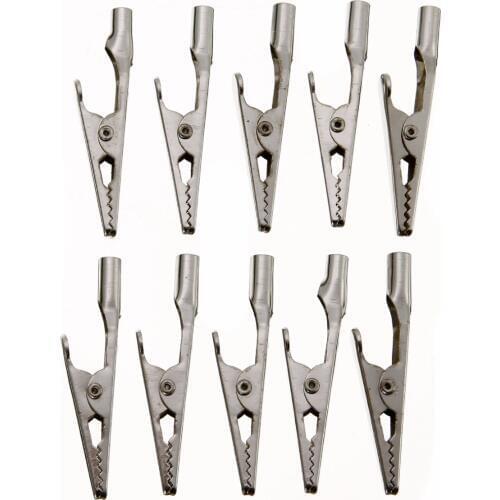 10pcs 51mm Length Electrical Crocodile Clamps Cable Lead Testing Metal Stainless Steel Alligator Clips Clamps