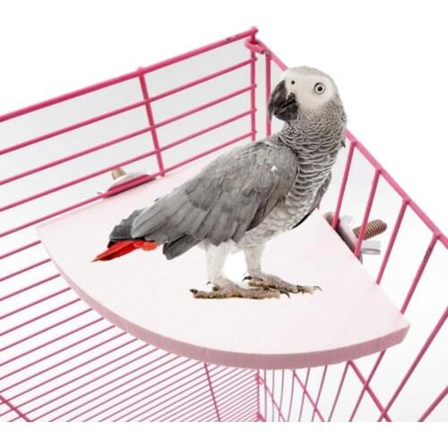 2Pcs Wooden Fan Shape Bird Cage Perches Stand Platform Toy for Pet Hamster Parrot Hot