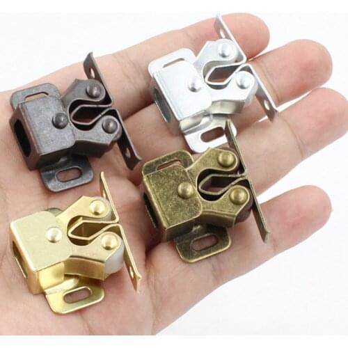 4Pcs/Set Double Ball Roller Catches Cupboard Cabinet Door Latch Locks Hardware Tool Copper Double Roller Catch