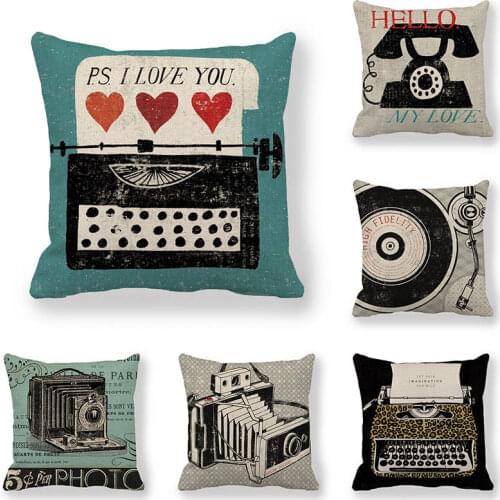 45cm*45cm Cushion cover Retro typewriter design linen/cotton pillow case sofa and Home decorative pillow cover