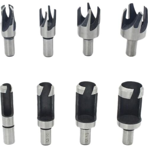 8 Pcs Chamfer Wood Plug Cutter Drills Straight & Tapered Taper Claw Type Drill Bits Woodworking Cutting Tool